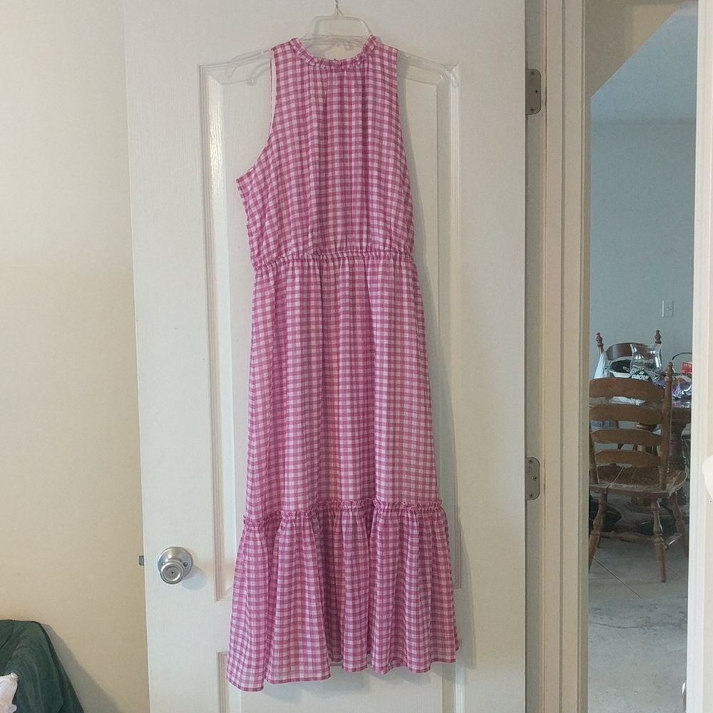 Ann Taylor gingham print midi dress